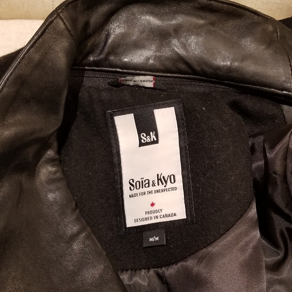 Soia & Kyo Wool Leather Quilted Coat Size M - Picture 2 of 4